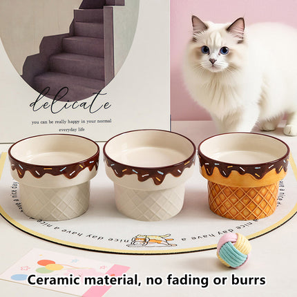 Ice Cream Design Pet Ceramic Bowl Non Slip Base for Cat Dog Food Water Feeding