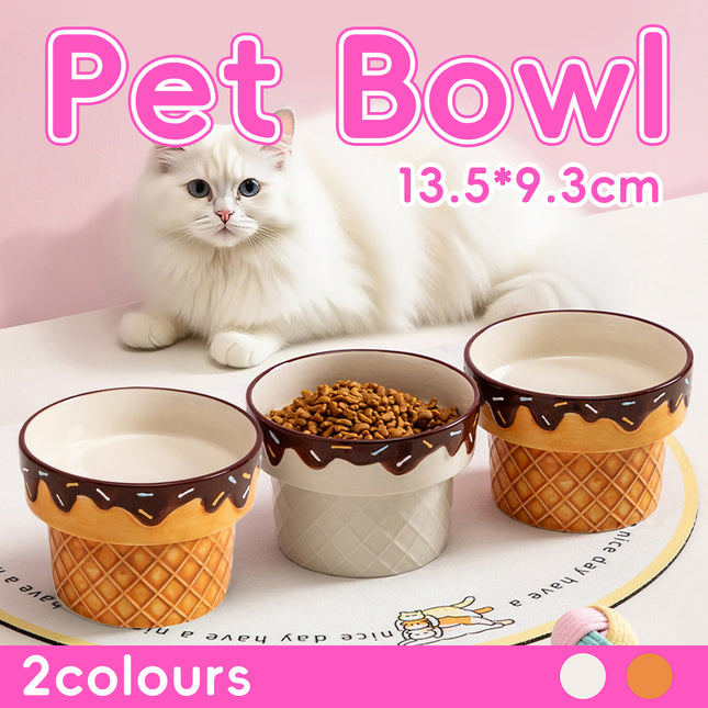 Ice Cream Design Pet Ceramic Bowl Non Slip Base for Cat Dog Food Water Feeding