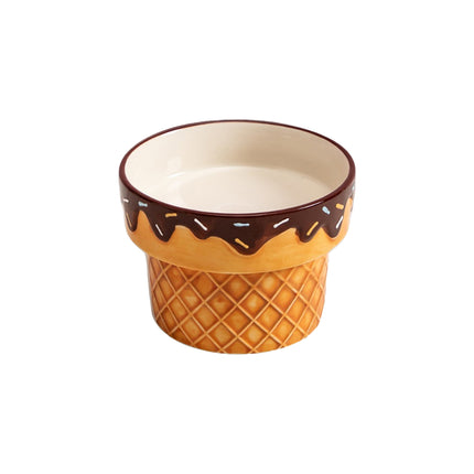 Ice Cream Design Pet Ceramic Bowl Non Slip Base for Cat Dog Food Water Feeding