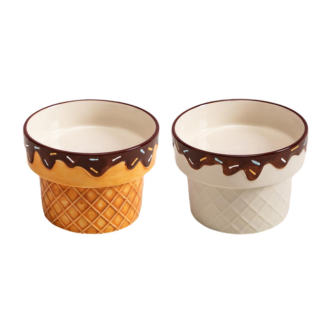 Ice Cream Design Pet Ceramic Bowl Non Slip Base for Cat Dog Food Water Feeding