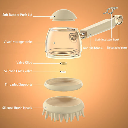 Pet Bath Brush Dog Massage Brush Press to Dispense Liquid Pet Grooming Tools