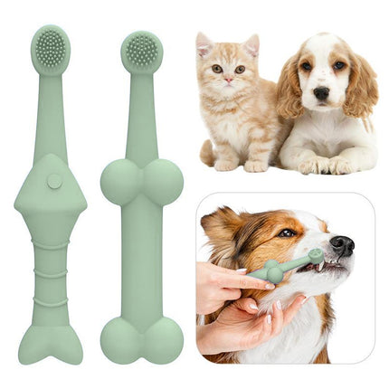 2PCS Pet Toothbrush Double for Dogs Cats Puppies Oral Hygiene Teeth Cleaning