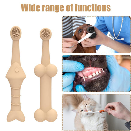 2PCS Pet Toothbrush Double for Dogs Cats Puppies Oral Hygiene Teeth Cleaning