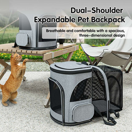 Expandable Mesh Pet Travel Backpack for Cats and Dogs
