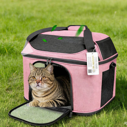 Pink Soft Pet Travel Carrier Bag with Mesh and Strap