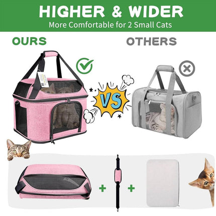 Pink Soft Pet Travel Carrier Bag with Mesh and Strap