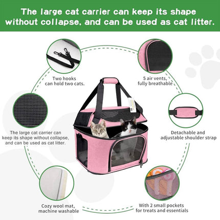 Pink Soft Pet Travel Carrier Bag with Mesh and Strap