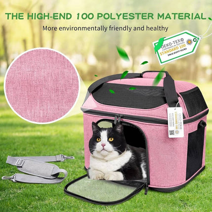 Pink Soft Pet Travel Carrier Bag with Mesh and Strap