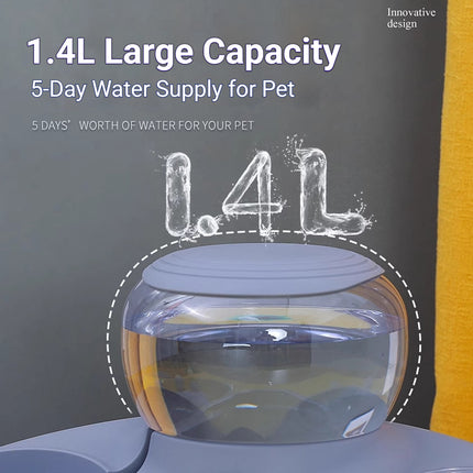 Pet Water Food Bowl With 1.4L Removable Tank Leak Proof Auto Gravity Feeder