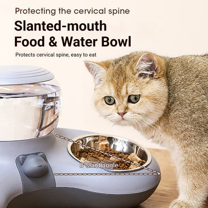 Pet Water Food Bowl With 1.4L Removable Tank Leak Proof Auto Gravity Feeder