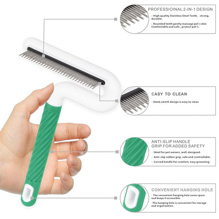 T Type Pet Grooming Rake Comb Stainless Steel for Dogs Cats Hair Length Control