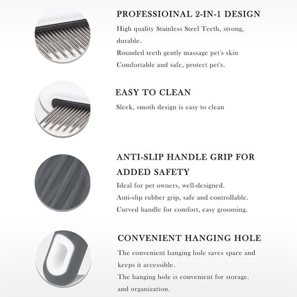 T Type Pet Grooming Rake Comb Stainless Steel for Dogs Cats Hair Length Control
