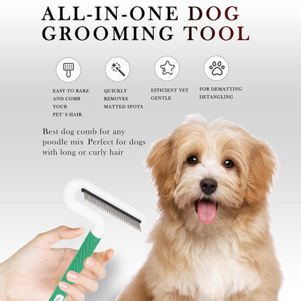 T Type Pet Grooming Rake Comb Stainless Steel for Dogs Cats Hair Length Control