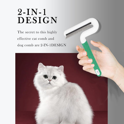 T Type Pet Grooming Rake Comb Stainless Steel for Dogs Cats Hair Length Control