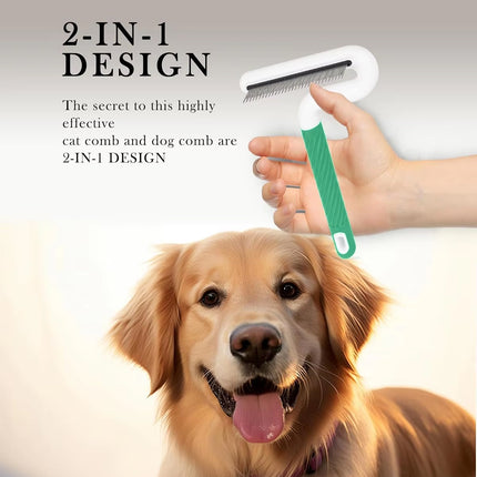 T Type Pet Grooming Rake Comb Stainless Steel for Dogs Cats Hair Length Control
