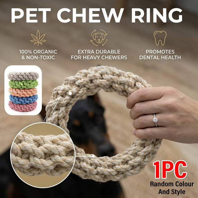Braided Rope Pet Chew Ring Dog Toy 1 Piece Random Colour