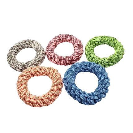 Braided Rope Pet Chew Ring Dog Toy 1 Piece Random Colour