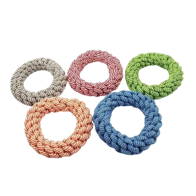 Braided Rope Pet Chew Ring Dog Toy 1 Piece Random Colour