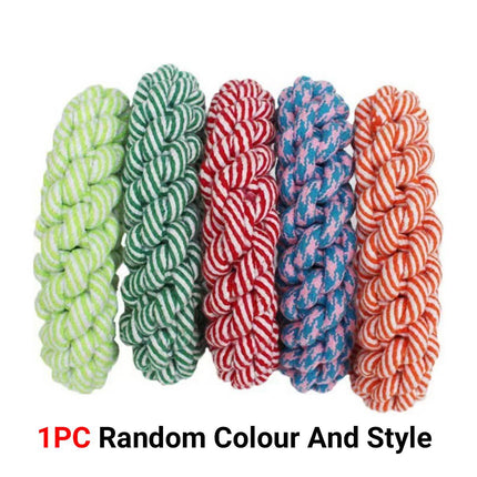Braided Rope Pet Chew Ring Dog Toy 1 Piece Random Colour