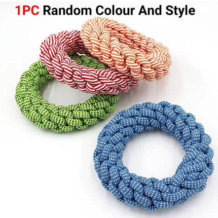 Braided Rope Pet Chew Ring Dog Toy 1 Piece Random Colour