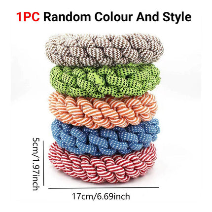 Braided Rope Pet Chew Ring Dog Toy 1 Piece Random Colour