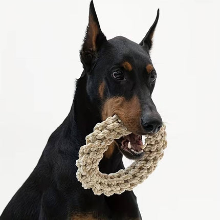 Braided Rope Pet Chew Ring Dog Toy 1 Piece Random Colour
