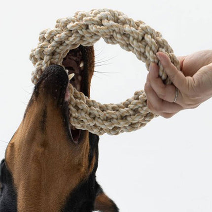 Braided Rope Pet Chew Ring Dog Toy 1 Piece Random Colour