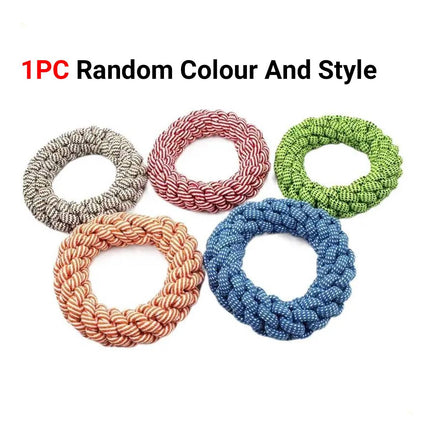 Braided Rope Pet Chew Ring Dog Toy 1 Piece Random Colour