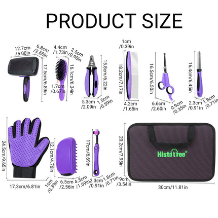 9PCS Pet Grooming Kit Comb Nail Clipper Care Set Hair Brushing Trimming Pet Care