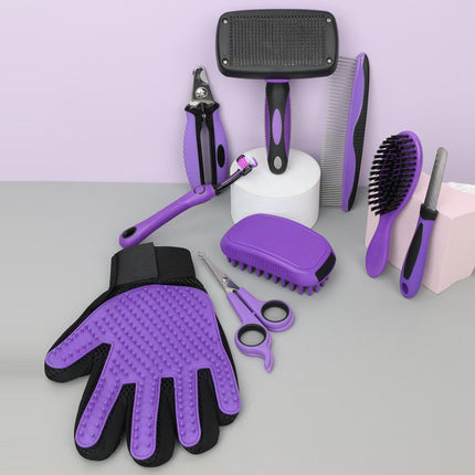 9PCS Pet Grooming Kit Comb Nail Clipper Care Set Hair Brushing Trimming Pet Care