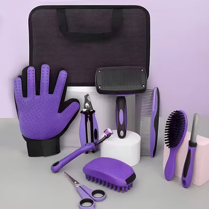 9PCS Pet Grooming Kit Comb Nail Clipper Care Set Hair Brushing Trimming Pet Care