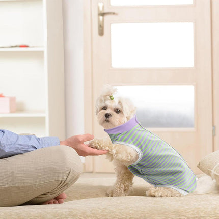 Striped Dog Clothes Belly Protector Vest Tummy Wrap Shirt for Small Dogs Puppies