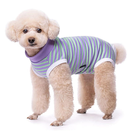 Striped Dog Clothes Belly Protector Vest Tummy Wrap Shirt for Small Dogs Puppies