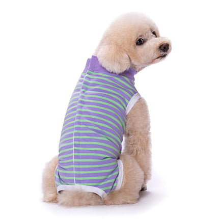 Striped Dog Clothes Belly Protector Vest Tummy Wrap Shirt for Small Dogs Puppies