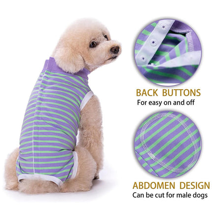Striped Dog Clothes Belly Protector Vest Tummy Wrap Shirt for Small Dogs Puppies