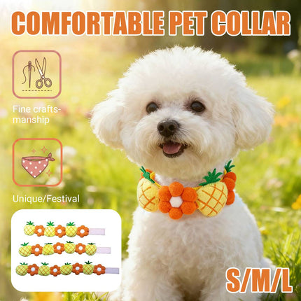 Pet Collar Plush Pineapple Flower Adjustable Small Dog Cat Necklace S M L