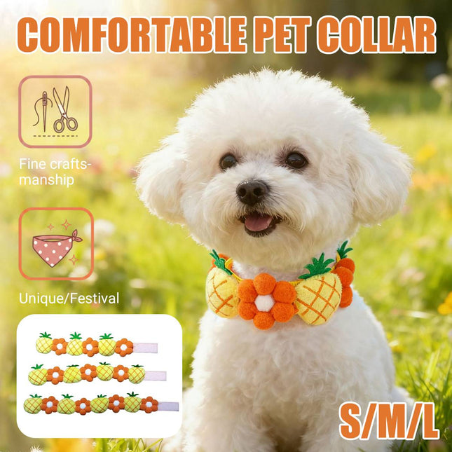 Pet Collar Plush Pineapple Flower Adjustable Small Dog Cat Necklace S M L