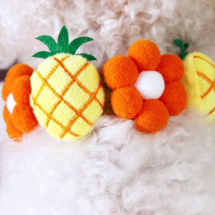 Pet Collar Plush Pineapple Flower Adjustable Small Dog Cat Necklace S M L