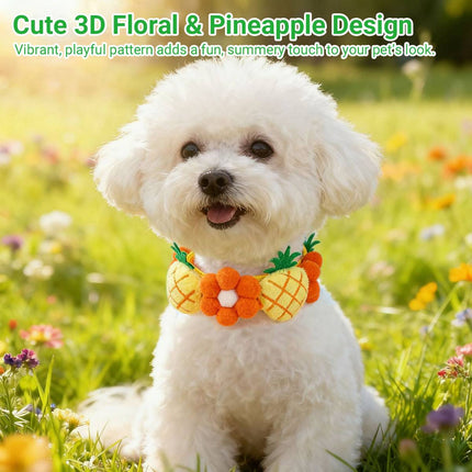 Pet Collar Plush Pineapple Flower Adjustable Small Dog Cat Necklace S M L