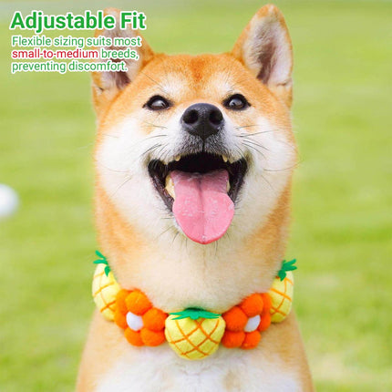 Pet Collar Plush Pineapple Flower Adjustable Small Dog Cat Necklace S M L