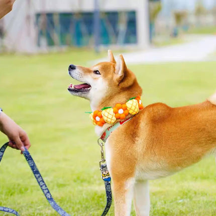 Pet Collar Plush Pineapple Flower Adjustable Small Dog Cat Necklace S M L