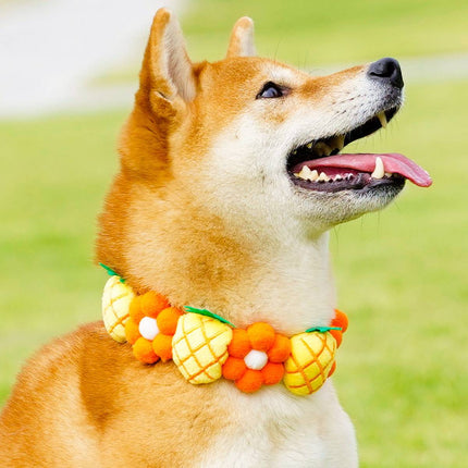 Pet Collar Plush Pineapple Flower Adjustable Small Dog Cat Necklace S M L