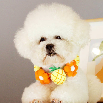 Pet Collar Plush Pineapple Flower Adjustable Small Dog Cat Necklace S M L