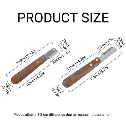 Pet Grooming Stripping Knife Stainless Steel Walnut Handle Left or Right Hand
