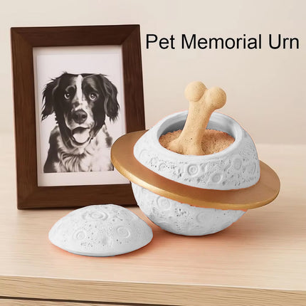 Pet Memorial Urn Planet Shape Sealed Keepsake Box for Cat Dog Ashes Cement