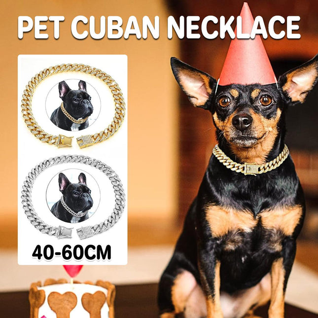 Cuban Chain Metal Dog Collar Pet Training Necklace for Small Medium Large Dogs