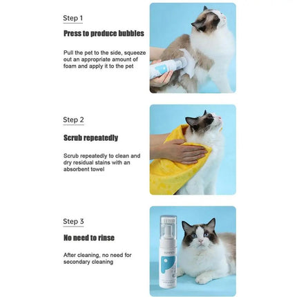 150ml Pet Dry Cleaning Foam Free Clear Body Wash Mousse for Dogs and Cats
