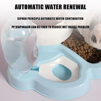 Cat Dog Feeder Water Dispenser Set Large Capacity Automatic Pet Feeding Bowl