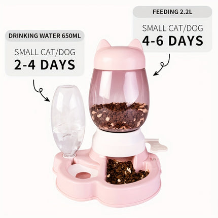 Cat Dog Feeder Water Dispenser Set Large Capacity Automatic Pet Feeding Bowl