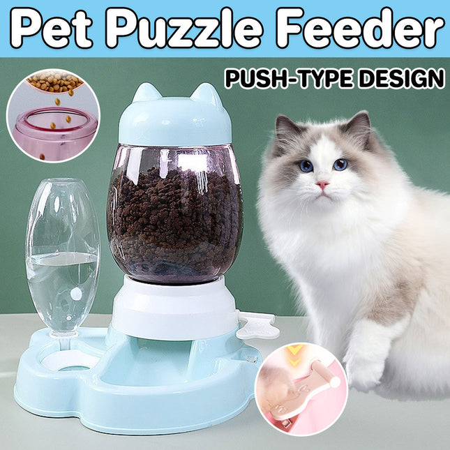 Cat Dog Feeder Water Dispenser Set Large Capacity Automatic Pet Feeding Bowl